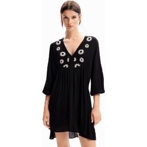 Desigual Women's Woman Woven Dress 3/4 Sleeve