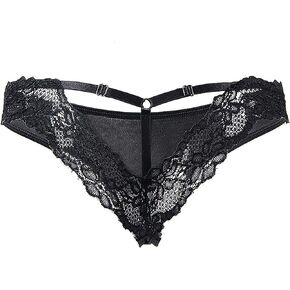 ohmydear Women Lace String Tanga Hollow Out Thong Plus Size Cheeky Panties Stretch Briefs Lace Underwear