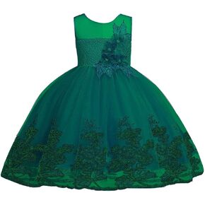 Flower Girls' Dresses for Teens Knee Elegant Wedding Birthday Pageant Prom Party Sleeveless Princess Big Girl Ball Gowns Special Occasion Mesh Dress Knee Formal Size 10-12 7-16 (Dark Green, 160) in Kuwait