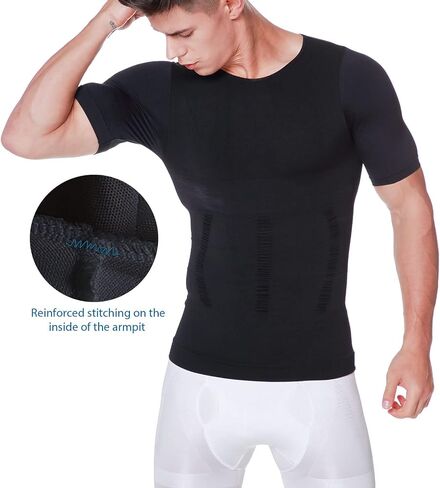 Aptoco Men's Compression T-Shirt Short Sleeve Compression Tank Top for Men Abdomen Slim Body Shaper Undershirt in Saudi Arabia