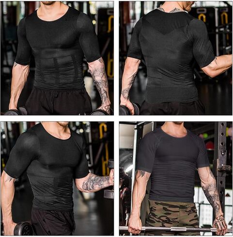 Aptoco Men's Compression T-Shirt Short Sleeve Compression Tank Top for Men Abdomen Slim Body Shaper Undershirt in Saudi Arabia