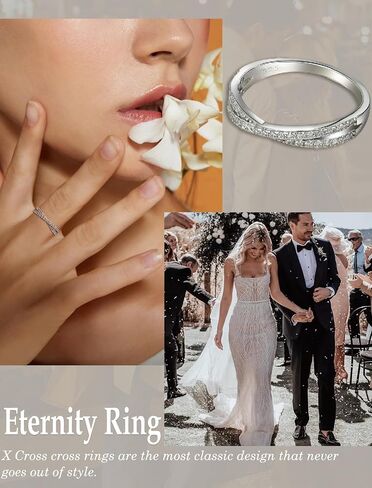 Stackable Ring for Women 925 Sterling Silver X Criss Cross Ring Wedding Eternity Band Birthstone Jewelry Size 5-10 in Saudi Arabia