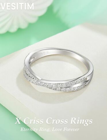 Stackable Ring for Women 925 Sterling Silver X Criss Cross Ring Wedding Eternity Band Birthstone Jewelry Size 5-10 in Saudi Arabia