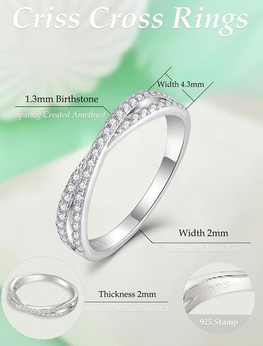 Stackable Ring for Women 925 Sterling Silver X Criss Cross Ring Wedding Eternity Band Birthstone Jewelry Size 5-10 in Saudi Arabia