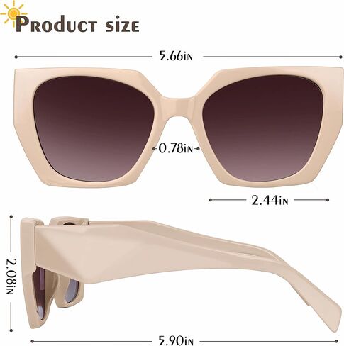 Polarized Oversized Hexagon Sunglasses Womens Mens Fashion Big Shades UV400 Protection Sun Glasses with Leather Case in Kuwait