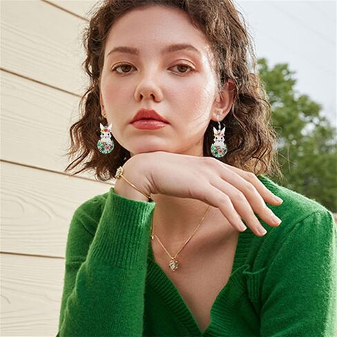 coadipress Easter Acrylic Earrings Cute Egg Rabbit Earrings Rainbow Egg Dangle Earrings for Women Rabbit Easter Jewelry in Saudi Arabia