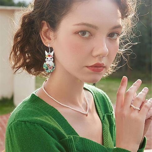 coadipress Easter Acrylic Earrings Cute Egg Rabbit Earrings Rainbow Egg Dangle Earrings for Women Rabbit Easter Jewelry in Saudi Arabia