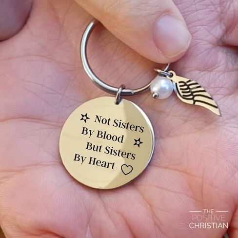 The Positive Christian Sister Key Chain - All Stainless Steel Keychain - Not Sisters By Blood But Sisters By Heart - Friend Gift for Christmas, Birthday, Wedding, Anniversary in Kuwait