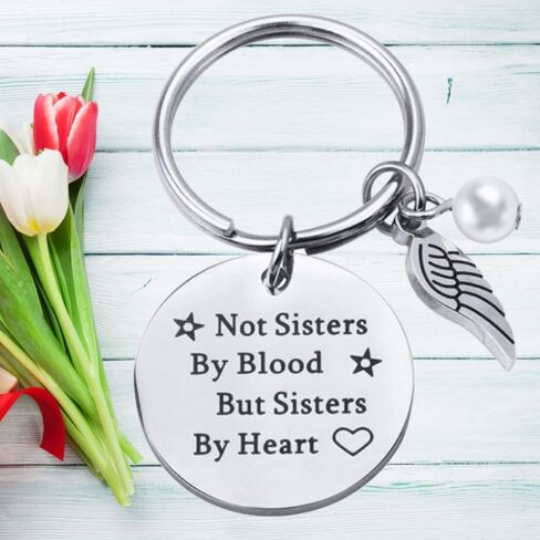 The Positive Christian Sister Key Chain - All Stainless Steel Keychain - Not Sisters By Blood But Sisters By Heart - Friend Gift for Christmas, Birthday, Wedding, Anniversary in Kuwait