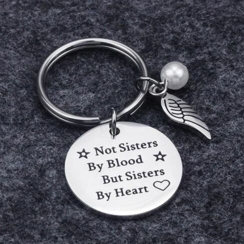 The Positive Christian Sister Key Chain - All Stainless Steel Keychain - Not Sisters By Blood But Sisters By Heart - Friend Gift for Christmas, Birthday, Wedding, Anniversary in Kuwait