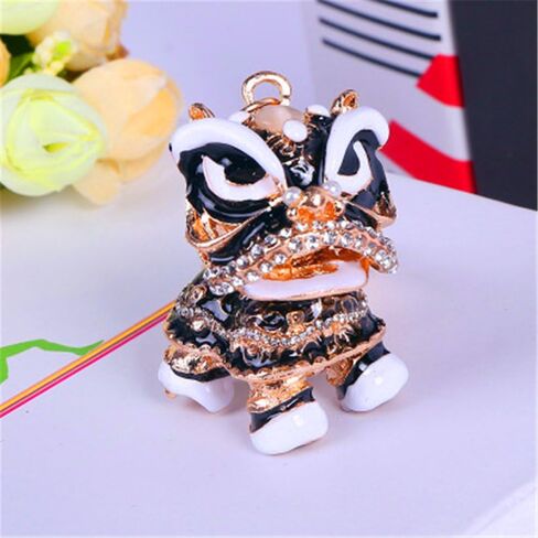 Axmerdal Animal Keychain Cute Chinese Traditional Dance Lion Car HandBag Pendant Key Chain for Women and Men Keyring Gift in Kuwait