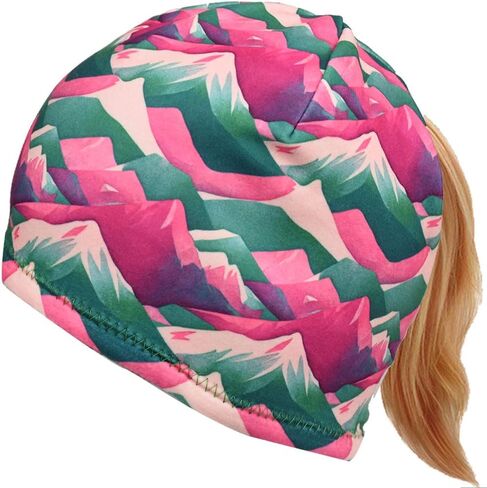 قبعة صغيرة من الصوف ذات وجهين للنساء مع فتحة ذيل حصان | قبعة المشي لمسافات طويلة مقاومة للرياح للطقس البارد in Kuwait