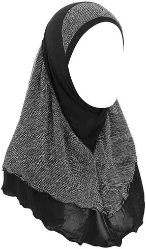 Woeoe Pre-Tied Muslim Hijab Cap Black Soft Hijab Lightweight Muslim Head Wrap for Age Over 12, Black, One Size (Pack of 1)/(1 Count) in Saudi Arabia