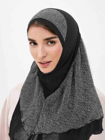 Woeoe Pre-Tied Muslim Hijab Cap Black Soft Hijab Lightweight Muslim Head Wrap for Age Over 12, Black, One Size (Pack of 1)/(1 Count) in Saudi Arabia