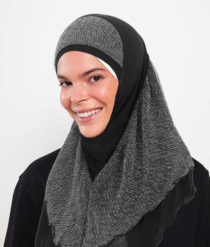 Woeoe Pre-Tied Muslim Hijab Cap Black Soft Hijab Lightweight Muslim Head Wrap for Age Over 12, Black, One Size (Pack of 1)/(1 Count) in Saudi Arabia