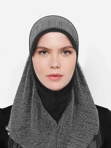 Woeoe Pre-Tied Muslim Hijab Cap Black Soft Hijab Lightweight Muslim Head Wrap for Age Over 12, Black, One Size (Pack of 1)/(1 Count) in Saudi Arabia