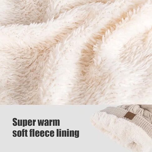 اليبو قبعات صغيرة للنساء، قبعة بوبل للنساء مع بطانة صوف محبوكة، قبعات شتوية دافئة للنساء قبعة ناعمة للتزلج مع كرات بوم بوم, One Size in Kuwait