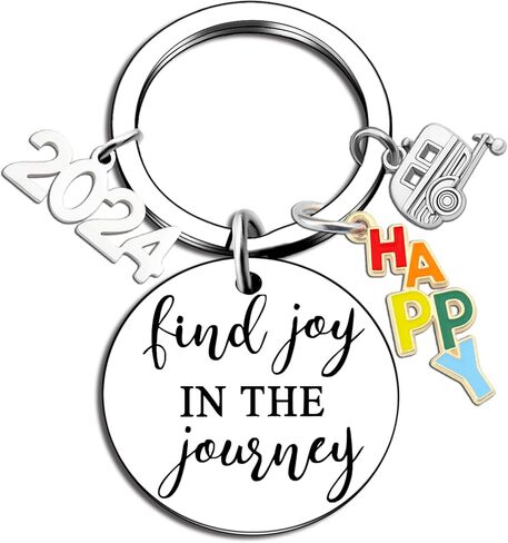 Gifts For Campers Journey Best Friend Gift Happy Keychain For Women Men Presents For Birthday Thanksgiving Keychain For Going Away Find Joy In The Journey Keyrings, Silver, S in Kuwait