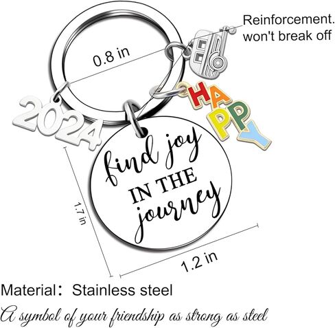Gifts For Campers Journey Best Friend Gift Happy Keychain For Women Men Presents For Birthday Thanksgiving Keychain For Going Away Find Joy In The Journey Keyrings, Silver, S in Kuwait