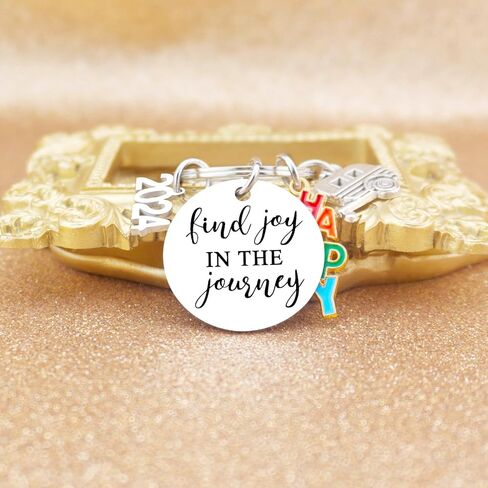 Gifts For Campers Journey Best Friend Gift Happy Keychain For Women Men Presents For Birthday Thanksgiving Keychain For Going Away Find Joy In The Journey Keyrings, Silver, S in Kuwait