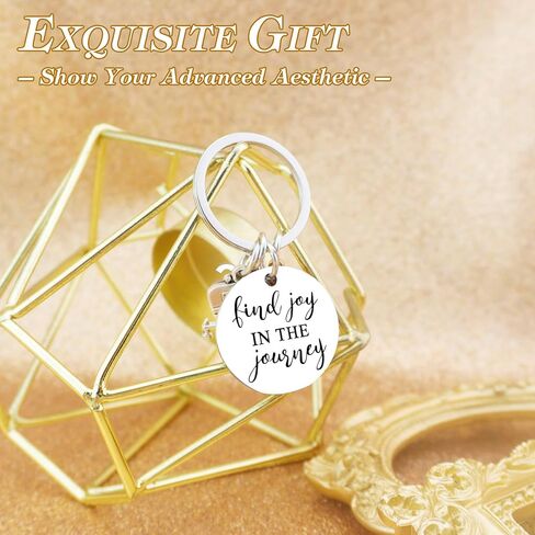 Gifts For Campers Journey Best Friend Gift Happy Keychain For Women Men Presents For Birthday Thanksgiving Keychain For Going Away Find Joy In The Journey Keyrings, Silver, S in Kuwait