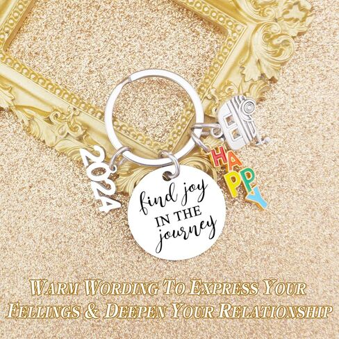 Gifts For Campers Journey Best Friend Gift Happy Keychain For Women Men Presents For Birthday Thanksgiving Keychain For Going Away Find Joy In The Journey Keyrings, Silver, S in Kuwait
