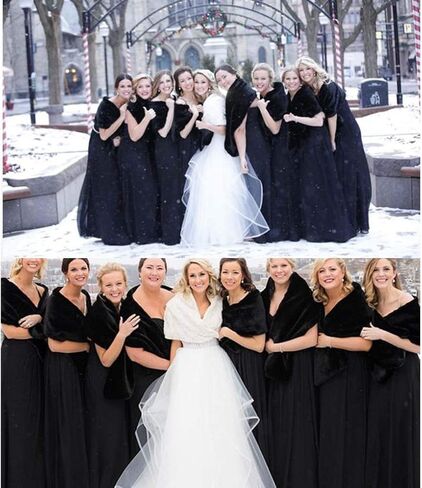 وشاح Yfe للسيدات من الفرو الصناعي طويل من الفرو لحفلات الزفاف من دون أكمام من فرو الزفاف للعرائس ووصيفة العروس in Kuwait