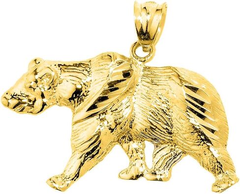 Animal Kingdom 10k Solid Yellow Gold Grizzly Bear Pendant in Saudi Arabia