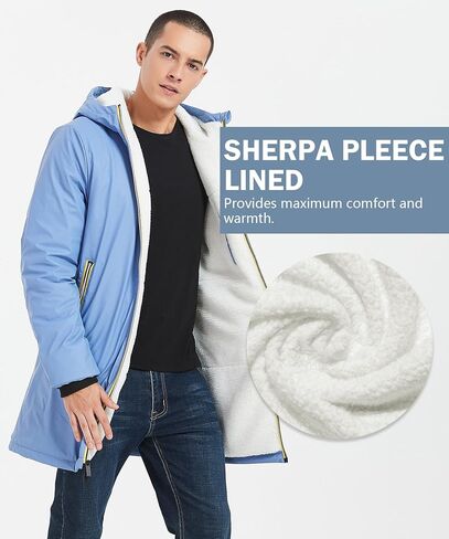 سترة PUREMSX مبطنة بصوف الشيربا للرجال، مقاومة للماء، مقاومة للرياح، معزولة، معطف شتوي خارجي in Kuwait