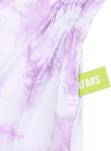 MODAFANS Girls Short Sleeve Smocked Ruched Waist Athletic Dress Tie Dye Playwear Skater Sport T Shirt Dress with Pockets in Kuwait