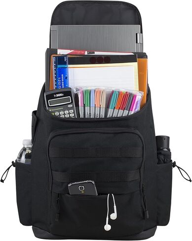 حقيبة ظهر للسفر من FUEL مع مدخل تحميل علوي متعدد الجيوب عالي السعة، باللون الأسود in Kuwait