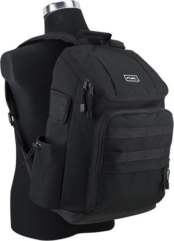 حقيبة ظهر للسفر من FUEL مع مدخل تحميل علوي متعدد الجيوب عالي السعة، باللون الأسود in Kuwait