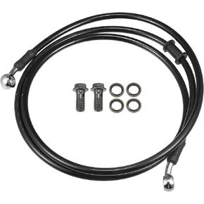 Motoforti Universal Brake Hose Motorcycle ATV Dirt Bike Motocross Braided Hydraulic Brake Line Oil Hose Pipeline, 100cm, Metal, Black Silver Tone, 1 Set