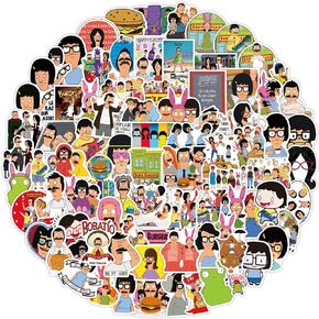 100PCs Bob's Burgers Stickers Pack, Animated Comedy Stickers, Cartoon TV Stickers, Aesthetic Vinyl Waterproof Decals, Stickers for Hydro Flask, Laptop, Water Bottle, Stickers for Kids, Toddlers, Teens, Girls, Adults, Bumper Car Planner Stickers (Burgers10