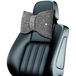 Rhinestone Car Headrest Neck Pillow for Driver Seat Rhinestone Car Headrest Pillow to Help Relieve Driving Fatigue Car Neck Pillows for Bling Car Accessories for Women.(White)