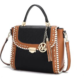 MKF Crossbody Satchel Bags for Women – PU Leather Shoulder Pocketbook Handbag – Lady Top Handle Tote Purse