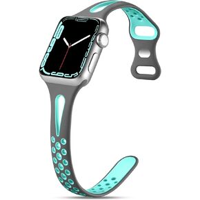 Getino Compatible with Apple Watch Band 40mm 38mm 41mm 42m 44mm 45mm 49mm for Women Men iwatch SE Ultra Series 9 8 7 6 5 4 3 2 1, Stylish Durable Breathable Soft Silicone Slim Sport Replacement Bands