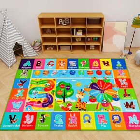 Kids Rug for Playroom, Kids ABC Educational Rug for Kids Room, Kids Carpet with Animals, Month, Weeks, Fruit, Planets Learning Rugs for Classroom Bedroom, Kids Baby Play Mat (59 X 39.4 INCH)