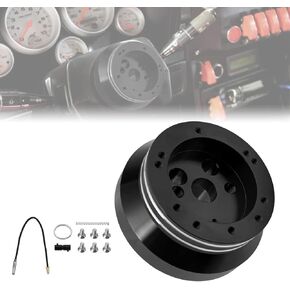 Steering Wheel Short Hub Adapter,5 & 6 Hole Bill Quick Release Polished Short Hub Adapter for Ididit for GM for Chevy for Flaming River models Mounting Adapter(Black)