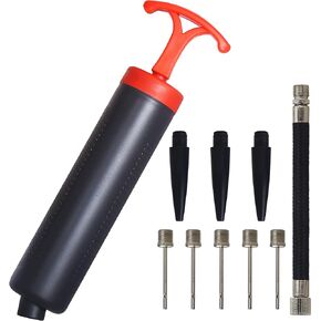 SKOLOO 8" Ball Pump Hand Air Inflator Kit for Soccer,Basketball,Volleyball,Water Polo Ball,Rugby,Exercise Sports Ball,Balloon,Needle,Nozzle,Extension Hose Included