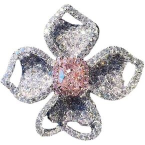 925 Sterling Silver Shiny fashion luxury Group diamond-encrusted ring female super beautiful flower type full diamond-diamond ring Female Jewelry Found Earring found (US Code 7)