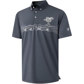 M MAELREG Golf Shirts for Men Dry Fit Moisture Wicking Performance Lightweight Print Pattern Short Sleeve Mens Polo Shirts