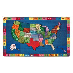 Flagship Carpets My America Doodle Map Children's Educational Rug for Home or Office Carpet, Childrens Classroom, Kid's Bedroom or Playroom Mat, 7'6" x 12', Rectangle