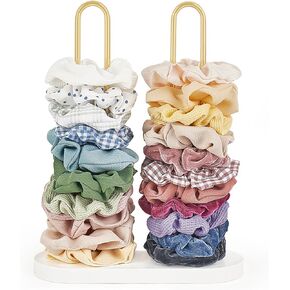 Dahey Scrunchie Holder Hair Tie Organizer Stand 2 Tier Metal Scrunchies Organizer Modern Hair Accessories Organizer Storage Display 50-70 Scrunchies Jewelry Scrunchy Holder for Girls, Gold