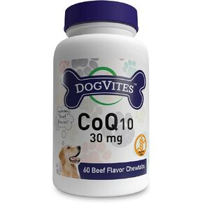 Health Thru Nutrition Dog-Vites CoQ10 for Dogs, 60 Beef-Flavored Chewable Tablets, 30mg