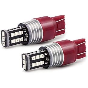 Syneticusa 7440 7443 Red LED Strobe Brake Lights Bulbs Super Bright W21W T20 Wedge High Power 3535 LED 12V Flashing Strobe Stop Lights Replacement for Cars, Truck