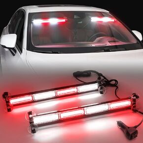 2PCS 17" COB LED Traffic Advisor Light Bar 23 Flash Modes Emergency Strobe Light High Intensity Super Bright Safety Warning Lights with 12V Cigar Lighter, for Vehicles Car Trucks (Amber)