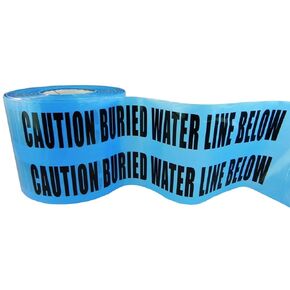 WOD BRC-BWLB Barricade Caution Tape - 6 inch x 1000 feet (Bulk Case 4-Rolls) High Visibility Blue w/Bold Black Text Caution Buried Water LINE Below for Workplace Safety, Non-Adhesive & Heavy-Duty
