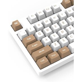 أغطية مفاتيح بنمط الأرقام الرومانية Premium PBT لوحة مفاتيح ميكانيكية عالمية ملف تعريف الكرز 134 مفتاحًا مجموعة كاملة لتخطيطات المفاتيح 61/64/68/71/87/100/104/108 غير شفافة أبيض/بني in Kuwait