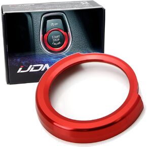 iJDMTOY Anodized Red Aluminum Keyless Engine Push Start Button Decoration Ring Trim Compatible with BMW 2 3 4 Series X1 (F22 F30 F32 F34 F48)